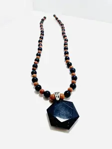 Blue Goldstone Hexagon Necklace – 21" Sacred Spark | Mad Mellow