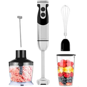 Pro Titanium Reinforced 5-in-1 Immersion Hand Blender, Powerful Motor with 80% Sharper Blades, 12-Speed Corded Blender (Black)