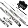 POGOLAB Closed Hole C 16 Keys Flute Instrument, Student Flute for Beginner Advanced Player with Flute Cleaning Kit, Carry Bag, Stand, Strap, Probe Rod, Gloves, for Music Lovers Boys Girls Friends Gift