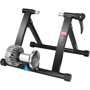 Father's Day Gift VEVOR Bike Trainer Stand, Fluid Stationary Bike Stand for 26"-29" Wheels, Noise Reduction Fluid Flywheel, Portable Cycling Stand for Indoor Riding Exercise, with Quick-Release Lever & Front Wheel Rise