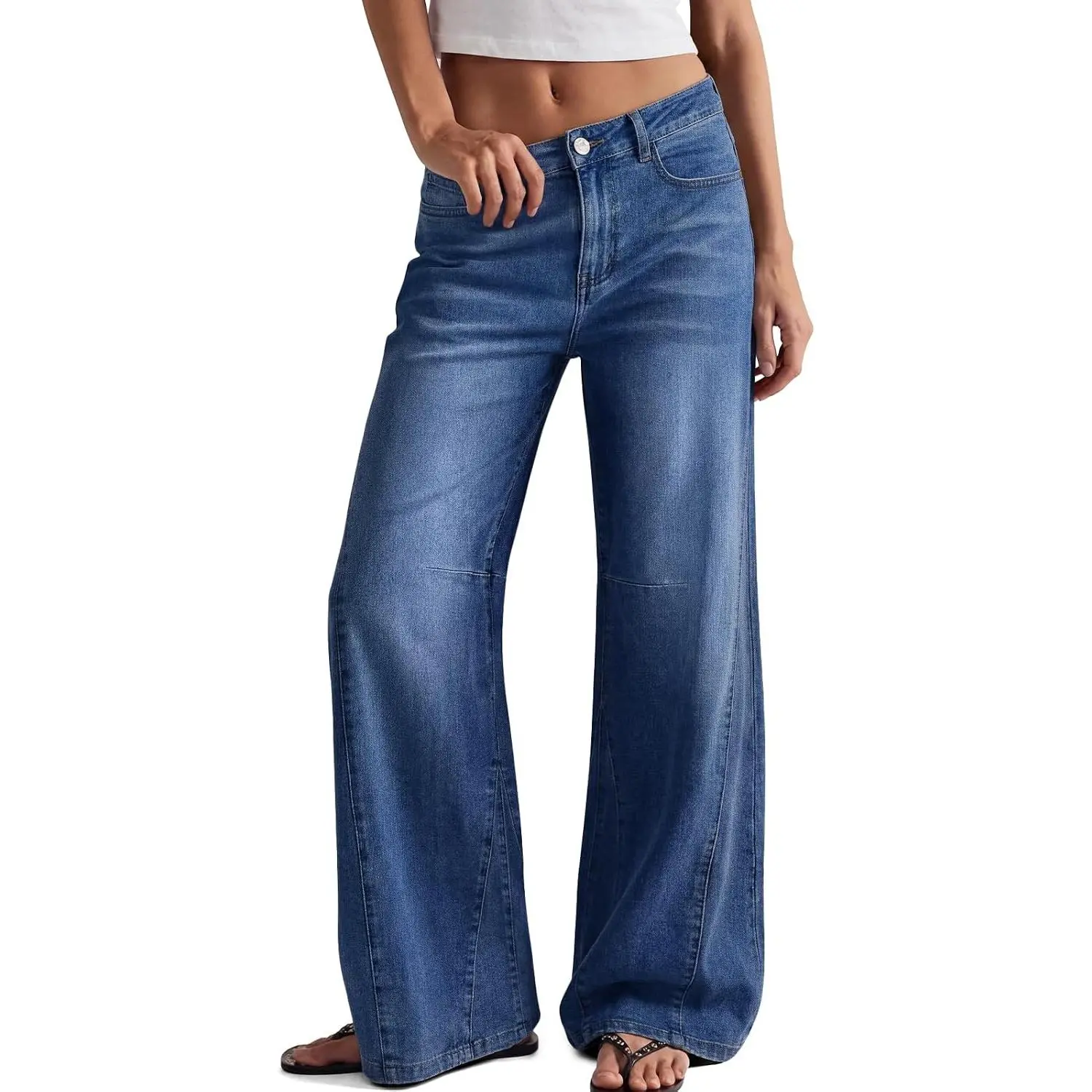 Women's High Waisted Wide Leg Jeans Barrel Baggy Pants | Plus Size Denim, Loose Stretchy Bootcut Flare, Lightweight Soft Fabric, Fall Fashion Clothing, Daily Outfit