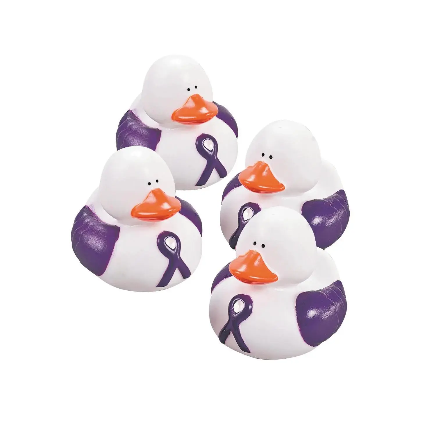 2" Purple Awareness Ribbon Vinyl Rubber Ducks - 12 Pc.
