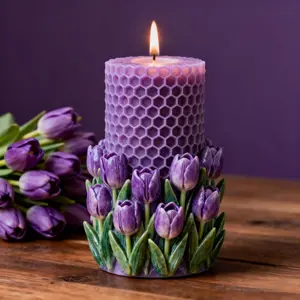Spring Garden Tulip Scented Candle Mold, Floral Beeswax Texture, Romantic Home Decor, Handmade Silicone Mould, Handcraft, Handmade Crafts, Handmade Gifts