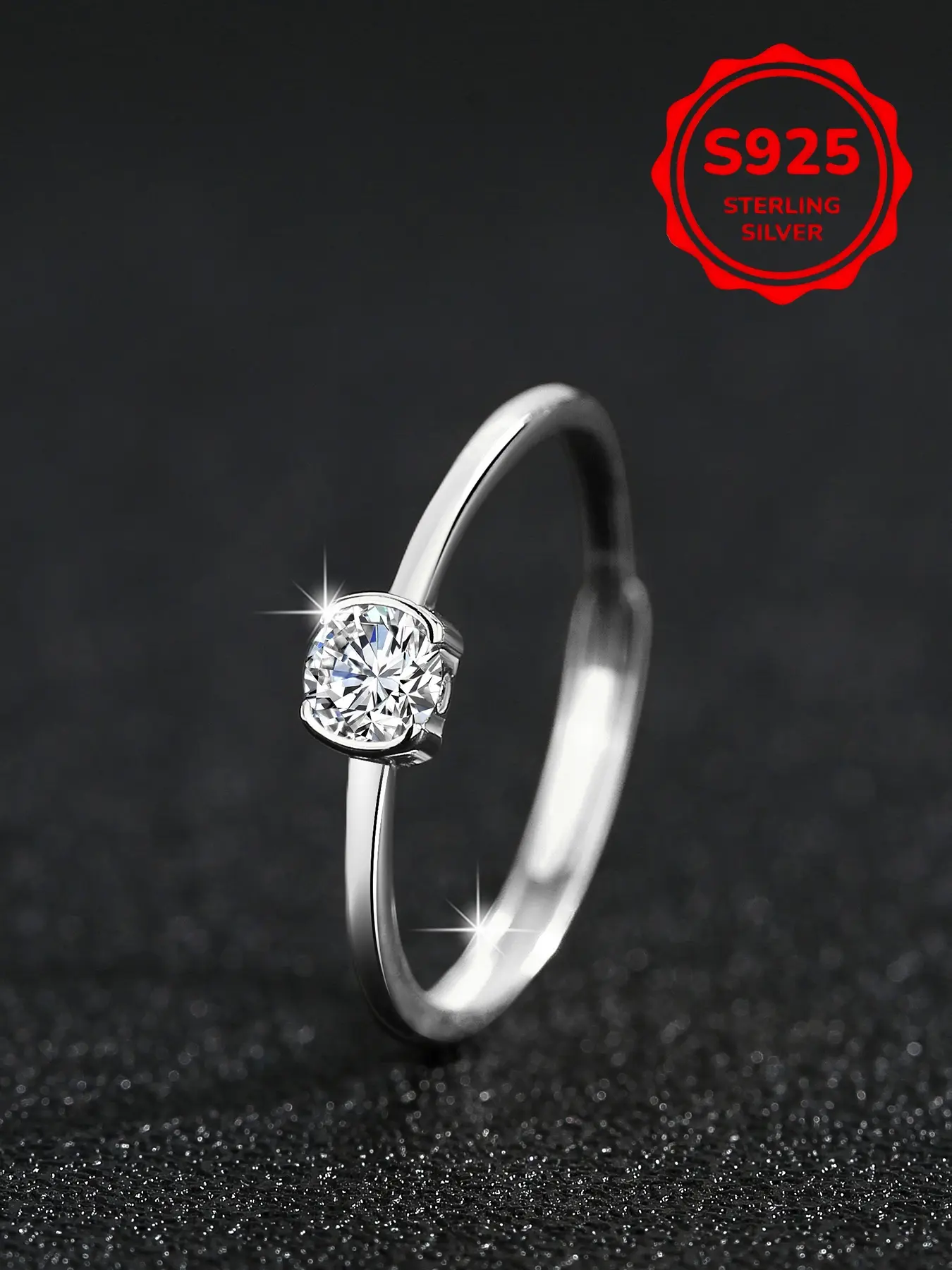 Elegant S925 Silver Ring with Square Zirconia, Fashionable Thin Band Design, Perfect Birthday Gift Jewelry Accessory
