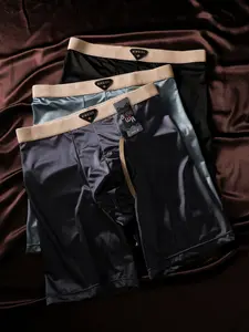 Men's Satin Sleepwear Set, Underwear, Soft Silk-Like Smooth Fabric, Casual All-Season Wear, Comfortable Home & Vacation, Plain Design