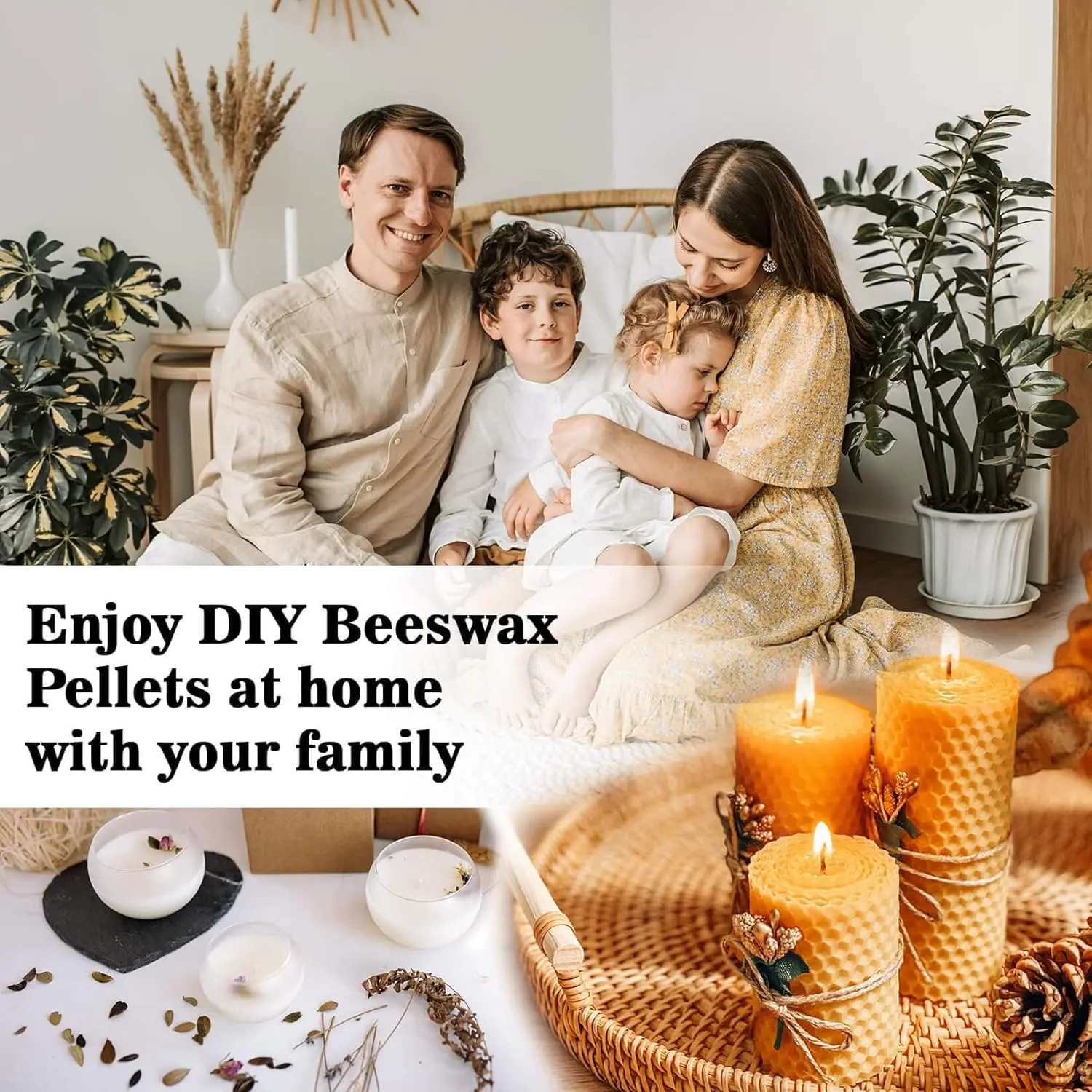 430g White Beeswax Pellets - Triple Filtered Wax for Candle Making | Natural Organic Bees Wax Beads Melts for Lip Balm, Lotion, Soap, Skin Care, DIY Crafts, Holiday Decor and Candle Maker Gifts