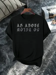 As Shown Above, as Shown Below Gothic Occult Witch Style Pure Cotton T-shirt, Men's Printed T-shirt