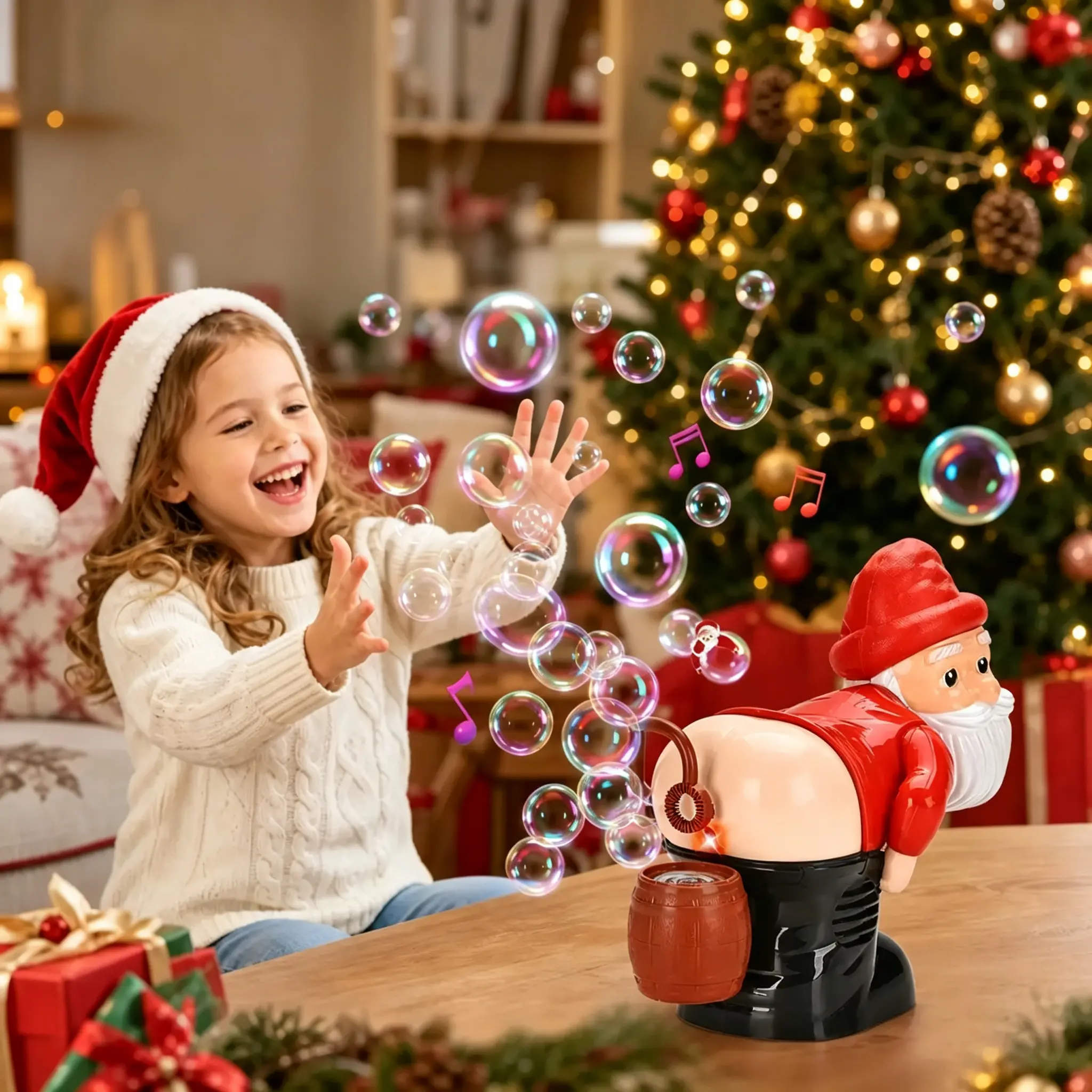 Farting Santa Bubble Machine - Hilarious Sound Effects, Holiday Music, Funny Gag Toy, Surprise Christmas Gift for Kids