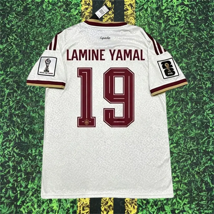 2026 Spain Away White No.19 Yamal Short sleeve Soccer jersey