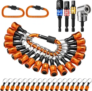 18 count Drill Bit Holder Keychains, 3 count 1/4 3/8 1/2 Socket Hex Shank  Extension Quick Release Bit Holder Accessories 105 Attachment Adapter for Tools  Improvement  (Orange)