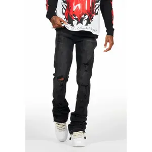 Stellan Dark Grey Super Stacked Flare Jean