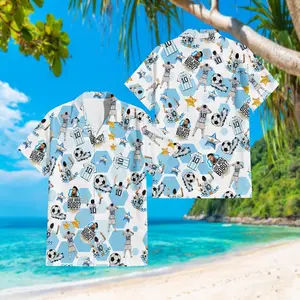 Soccer Graphic Hawaiian Shirt for Men Tropical Football Print Summer Beach Shirt 2026 World Cup Fan Apparel Casual Short Sleeve