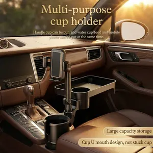 Car Expandable Tray Holder Cup Rack Phone Stand Drink Organizer Small Table for Car Interior, Multi-Functional Vehicle Accessory