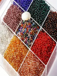 High-Quality Silver-Filled Glass Beads, DIY Bracelet Necklace Jewelry Supplies, Cross Stitch Bead Accessories, 1.5/2/3/4mm Sizes