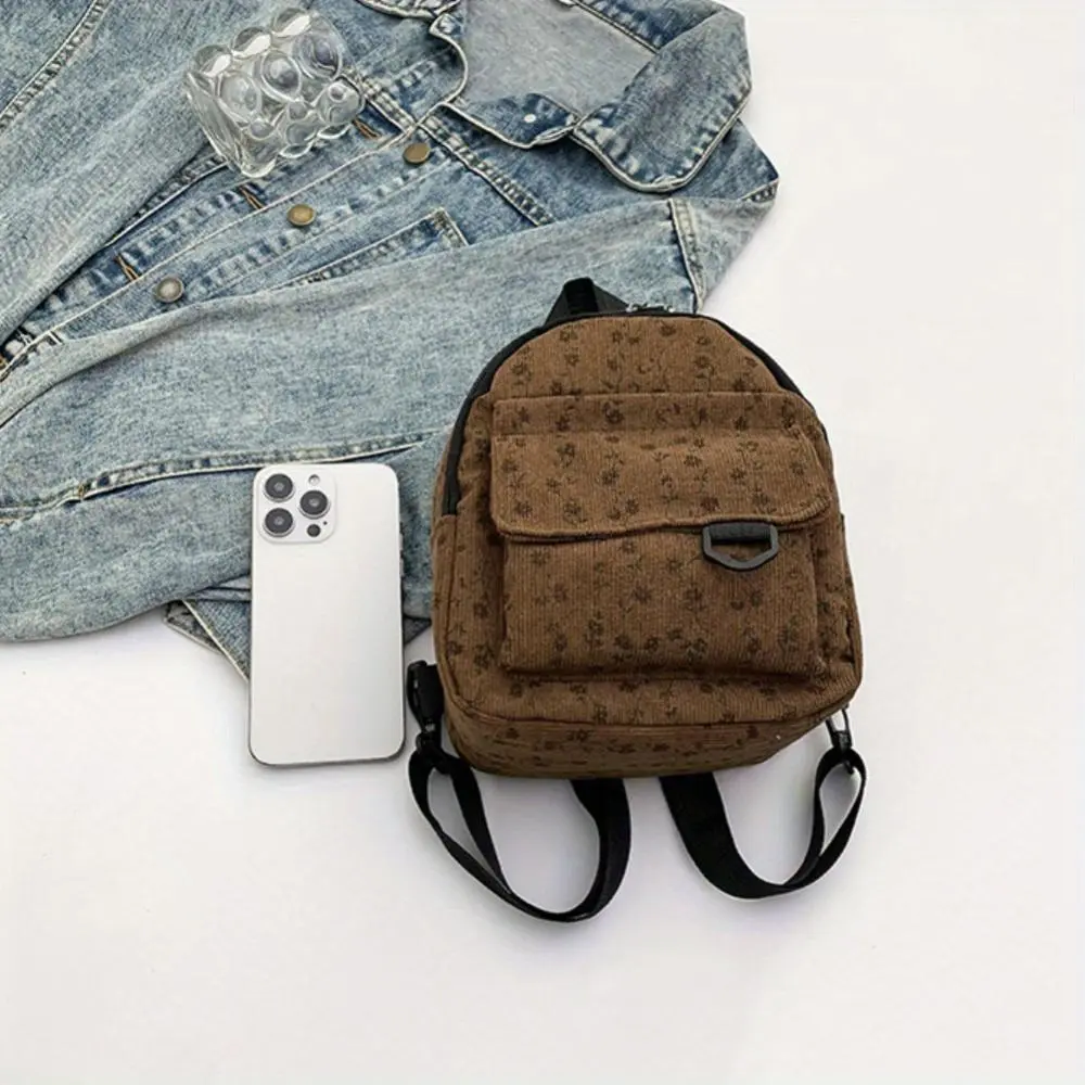 Custom Embroidered Mini Floral Compact Multi-Function Carry-All Backpack, Cute Print Casual Daypack for Travel, Daily Commuting, Carry-All Backpacks, Compact Multi-Function Backpacks