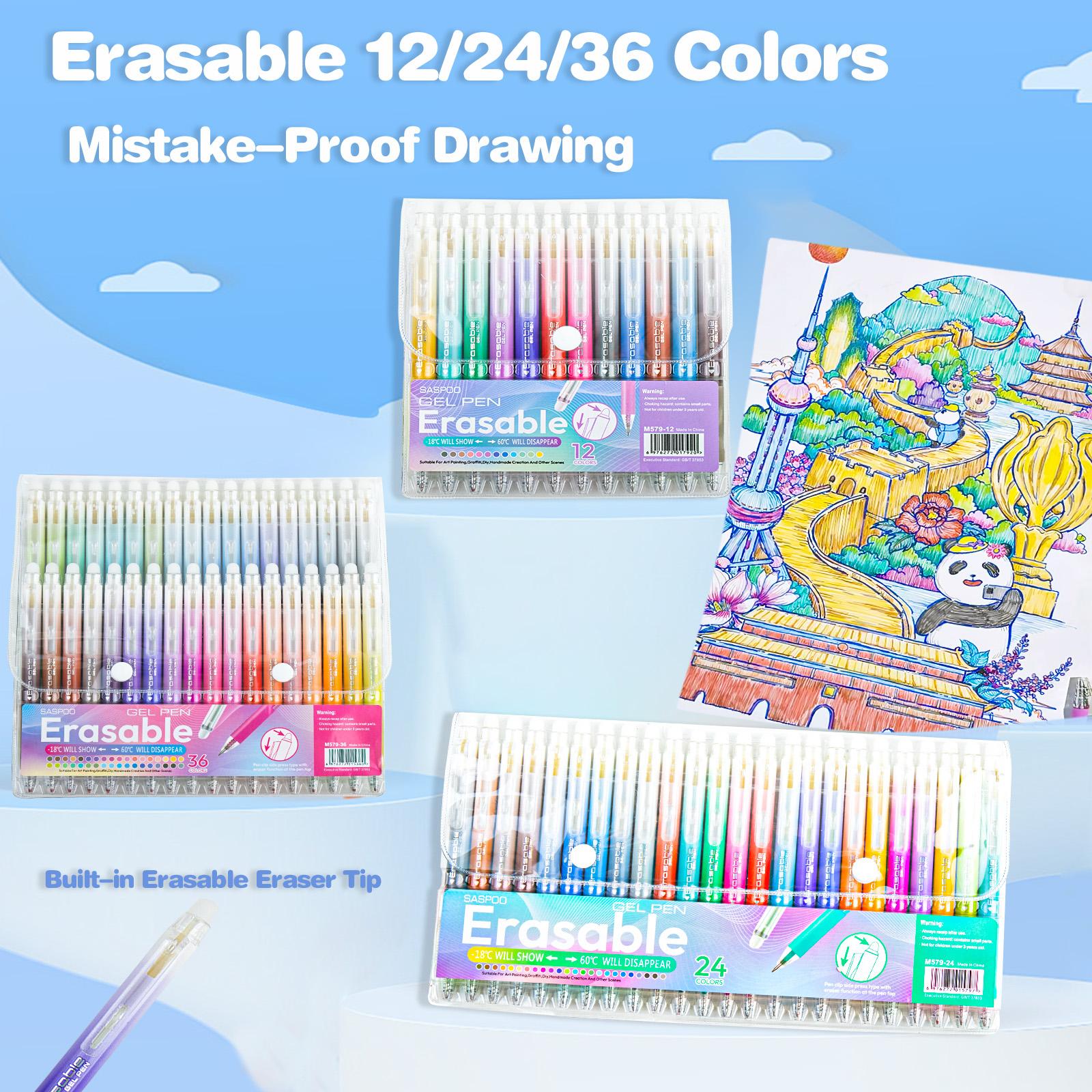 Colors Erasable Gel Pens Retractable 0.7mm Point Smooth Writing 36 Assorted Colors for Students Teachers Artists Drawing Writing Planner Crossword Puzzles Colorful Marker Set