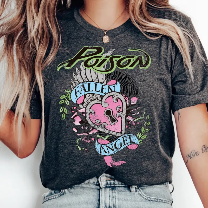 Poison Band Tee 80s Retro Vintage Band T shirt, Heavy Metal, Gift For Her Poison Fan Concert Tee Unisex Neon Preppy Rocker