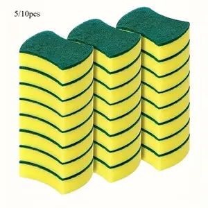 5/10pcs, Cleaning Sponge, Scouring Pad, Square Dish Cloths, Simple Style Dish Towel, Cleaning Cloth For Sink Or Kitchen Stove, Antibacterial Washable Cleaning Brush, Kitchen Stuff  Kitchen Cleaning Gadget