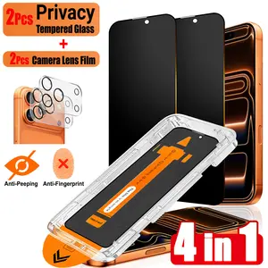 4-In-1 Privacy Screen Protector Set + 2 Camera Lens Protectors, Compatible with iPhone 17 Pro Max/17 Pro/16 Pro/16/15/14/13/12/11, Full Coverage, Accessories