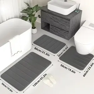 3 Pcs Bathroom Rug Set Soft Foot Mat Absorbent Memory Foam Dry Fast Non-Slip Floor Kitchen Shower Room Doormat Toilet Floor Mat NONE