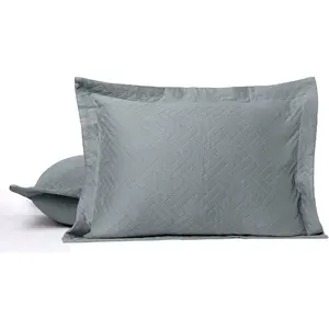Cotton Shams Set of 2 Standard Size | Luxury All-Season  Cotton Pillow Covers | Criss Cross Lightweight, Soft, Cozy Decorative Bed Pillow Shams | Scottish Grey