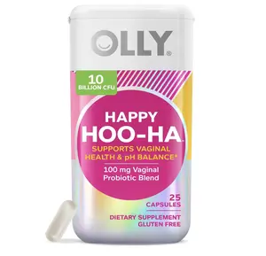 OLLY Happy Hoo-Ha Capsules, Probiotic for Women, genitalia Health and pH Balance, 10 Billion CFU, Gluten Free - 25 Count