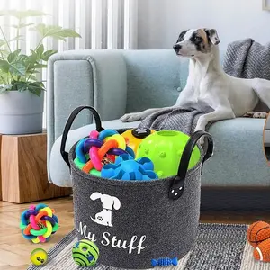 Felt Pet Toy Storage Basket Dog Toy Box Organizer Bin for Pet Toys Blankets Food Accessories