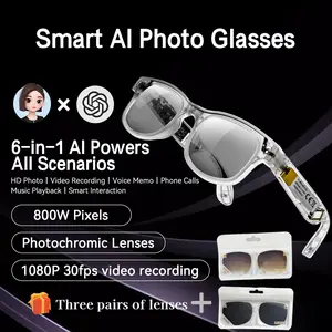 Smart Camera Glasses with 8mp Ultra-Wide Lens, Polarized Sunglasses Lenses, Ai Chatgpt Voice Control, 4 Hours Playtime, Wi-Fi/BT 5.3, Wearable Smart Glasses