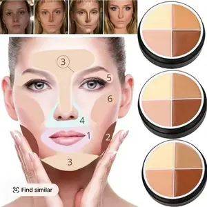4 Colors Makeup Concealer Palette Waterproof Moisturizing Face Contour Bronzer Make Up Foundation Cream Concealer Flawless Compact Smooth Lightweight Sensitive Blend Cosmetic Hydrate