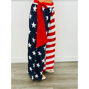 Navy/Red Stars & Stripes Side Sash Wide Leg Pants (Reg.)