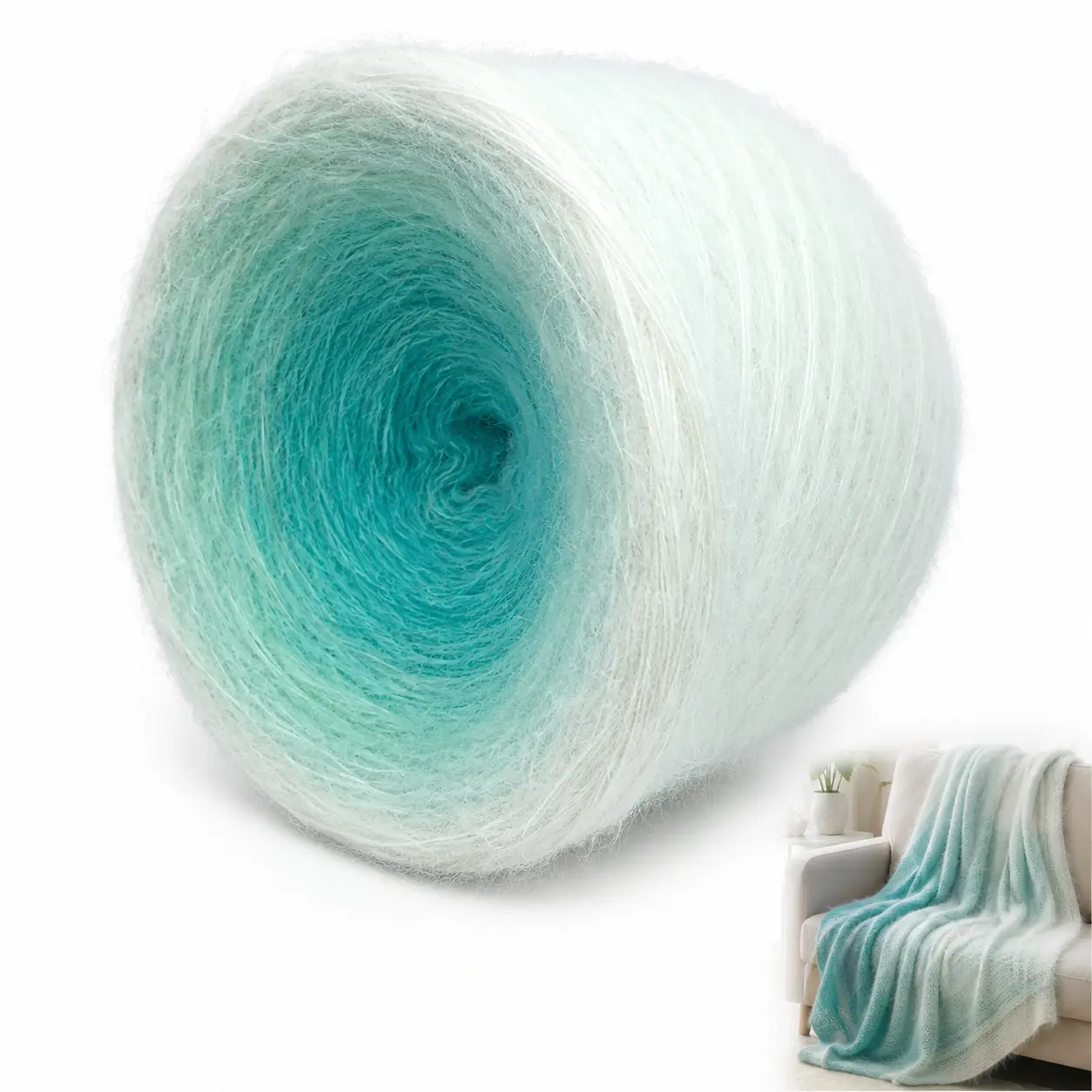 300g Long Pile Ombre Gradient Yarn Cake, Soft Fluffy Crochet & Knitting Yarn for Crocheting Shawls, Blankets, Scarves, Sweaters & Craft Projects