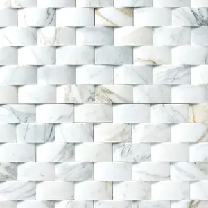 Calacatta Aureo 3D Cladding 2x4 Polished/Honed Marble Mosaic Tile Sample