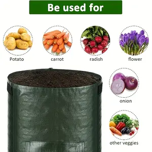 2Pcs potato planting bag, Potato growing bag, with observation port leak hole, pe material, indoor and outdoor planting bag, reusable, for potato, tomatoes and vegetables, green