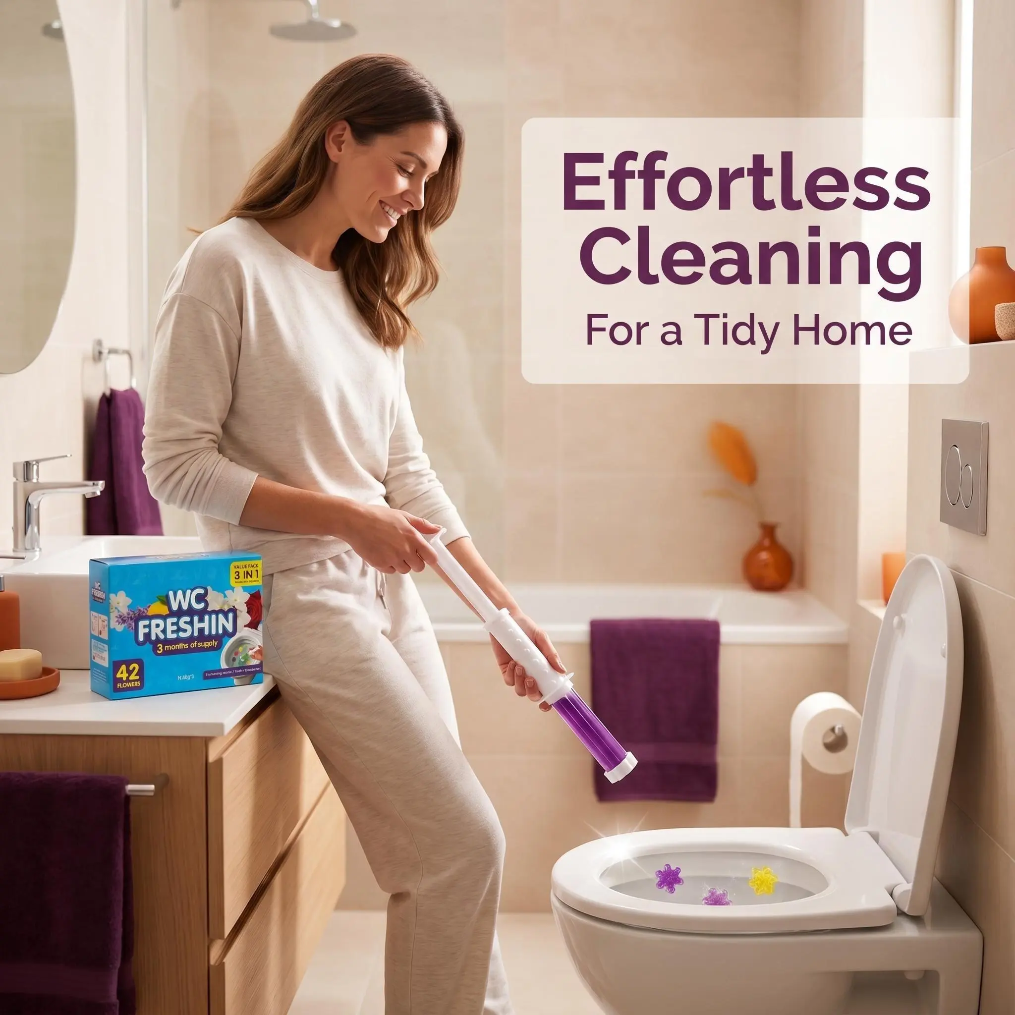 Toilet Gel Stamp Flower Cleaner, 6 Sticks with 6 Fresh Fragrances, Long Lasting Deodorizing Bathroom Cleaning Supplies