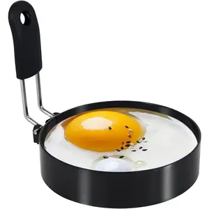 3.5'' Egg Rings with Silicone Handle, Stainless Steel Egg Cooking Rings，Nonstick，For Frying Eggs and Egg Mcmuffins, Egg Mold For Breakfast
