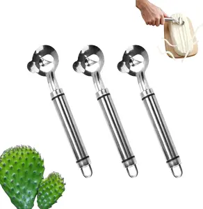 3Pack Cactus Peeler Spoon,Stainless Steel Cuchara pelador de nopales con espinas,nopales peeler,Sliced Chinese Noodle Cutter for Cooking Kitchen Gadgets