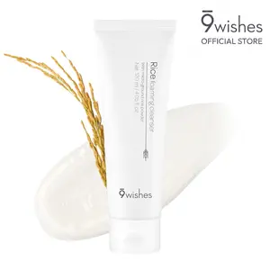 9 wishes Rice Foaming Cleanser - Korean Skin Care Facial Cleanser & Face Wash, Gentle Hydrating Cleanser for Sensitive Skin, Non Stripping Pore Cleansing Face Wash - 120ml / 4.05 fl.oz.