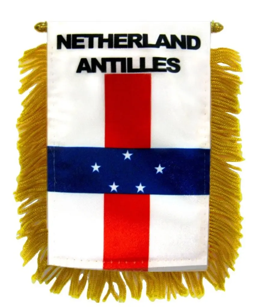 4x6 in Hangable Decorative Polyester Netherlands Antilles Mini Banner - Double-Sided Hanging Flag with Plastic Hanger, Glass Accent for Indoor National Pride, Festive Decor (Home Supplies, Festive & Party Supplies, Backdrops & Banners)