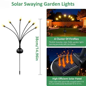 Solar powered Firefly Smart Light, 6/12/24 LED Solar Courtyard Light, LED Fan Firefly Floor Light, LED Flashing Firefly Fairy Light, suitable for villa, balcony, lawn, path firefly lanterns, outdoor decoration, party lighting, wedding decoration