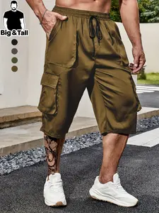 Men's Plus Size Workwear Casual Seven-Quarter Pocket Pants, Versatile Daily Wear, Suitable for Outdoor Activities and Travel, Essential Wardrobe Item