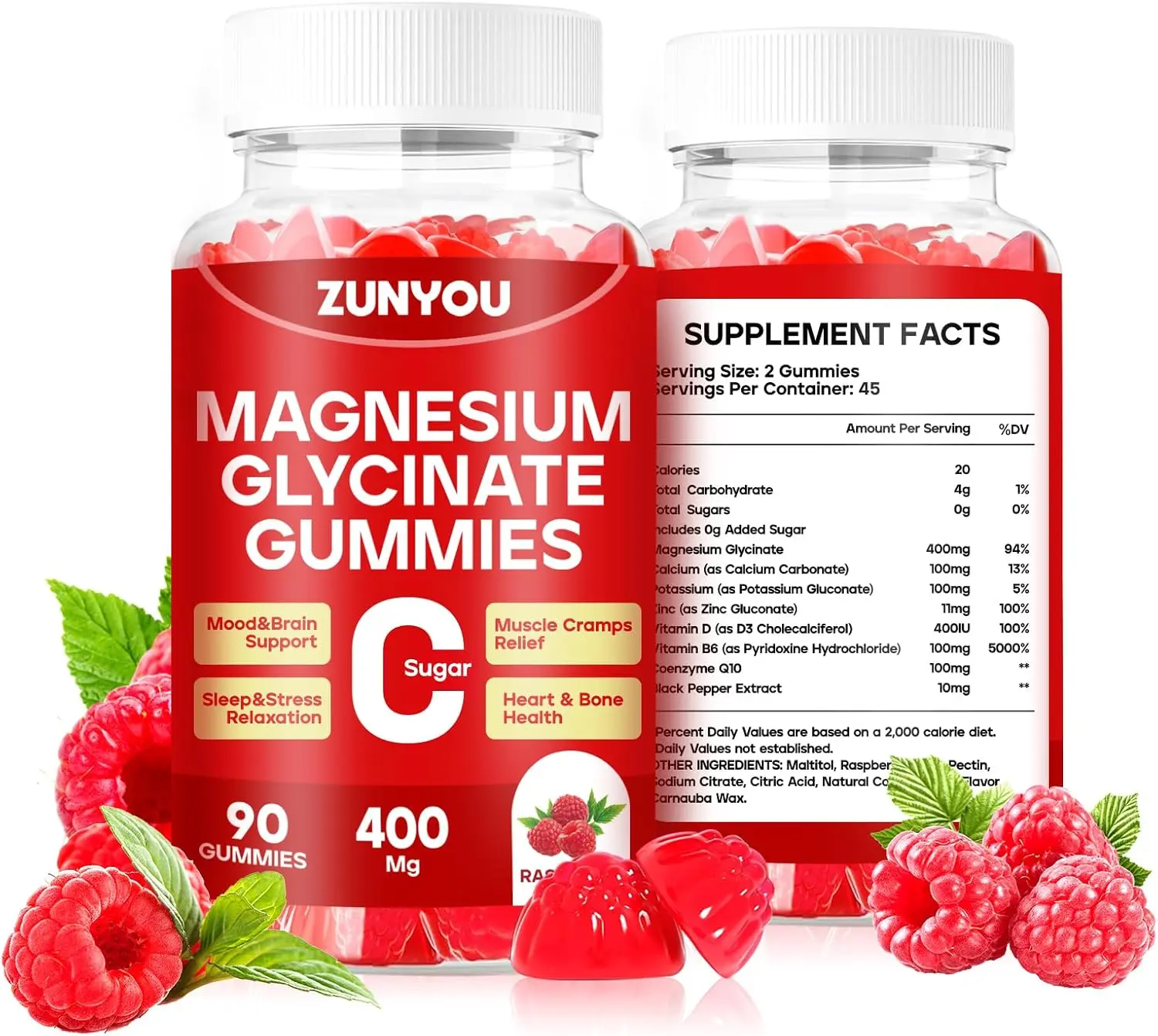 Sugar-Free Magnesium Glycinate Gummies 400mg | Calm Supplement for Muscle Relaxation, Restful Sleep & Stress Support | High Absorption Chews for Adult Women & Men | Sugar-Free & Vegan Friendly | 90 Count