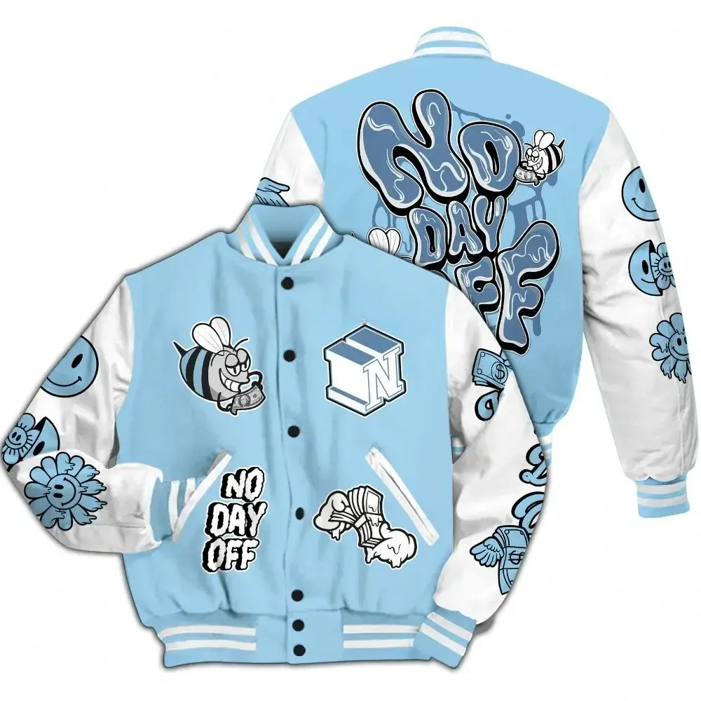 Varsity Jacket To Match Legend Blue 11s - No Day Off Graphic, Baseball Varsity Jacket, Lightweight Sport Jacket