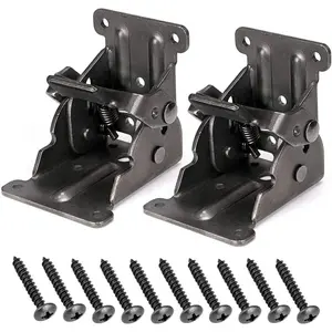 Table Leg Folding Brackets, Foldable Hinge Hardware, Self- Lock Extension Collapsible Shelf Bracket Support for Bed Leg, Wall Shelf, Saving Space, Pack of 2