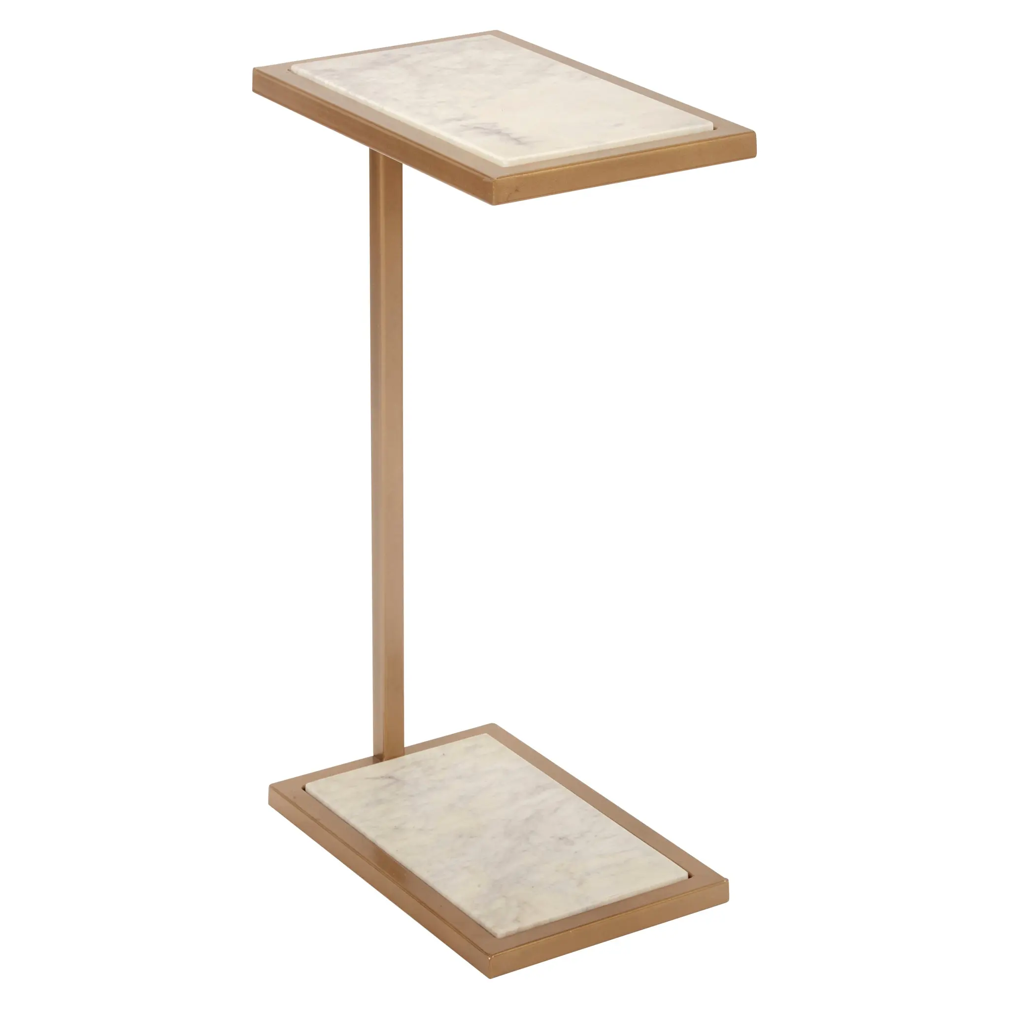Small Logan Gold and White Marble Martini Table