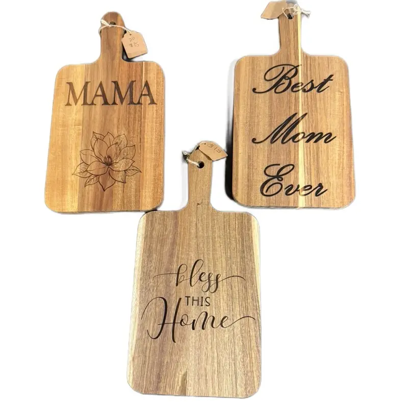 Cutting Board Set - Mama, Best Mom Ever, Bless This Home Engraved Wood Chopping Board for Kitchen Decor & Gift