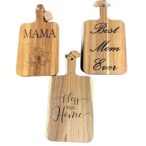 Cutting Board Set - Mama, Best Mom Ever, Bless This Home Engraved Wood Chopping Board for Kitchen Decor & Gift