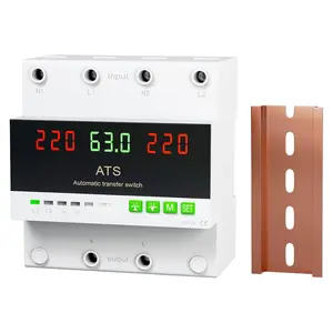 110 VAC Dual Power Automatic Transfer , 2-Pole 63 Amp DIN Rail ATS, Adjustable  Power  with 3.54" Guide Rail