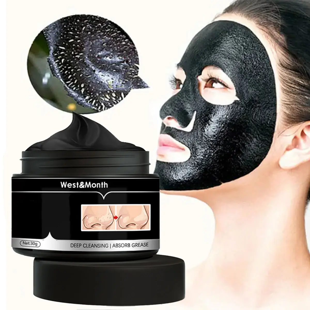 [West&Month] Bamboo Charcoal Peel Off Mask, Nose Pore Cleansing Mask, Deep Cleansing Facial Care Mask for Daily Use, Personal Skin Care Products,Nourishing Comfort Skin,Facial Mask Purifying and Deep Cleansing for All Skin Types Radiant
