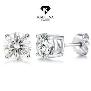 Kaelena  Four-Prong Setting Stud Earrings D Color VVS Lab-Created Moissanite Stud Earring S925 Sterling Silver  Perfect Valentine's Day Mother's Day Birthday & Anniversary Gift Unisex Daily Wear