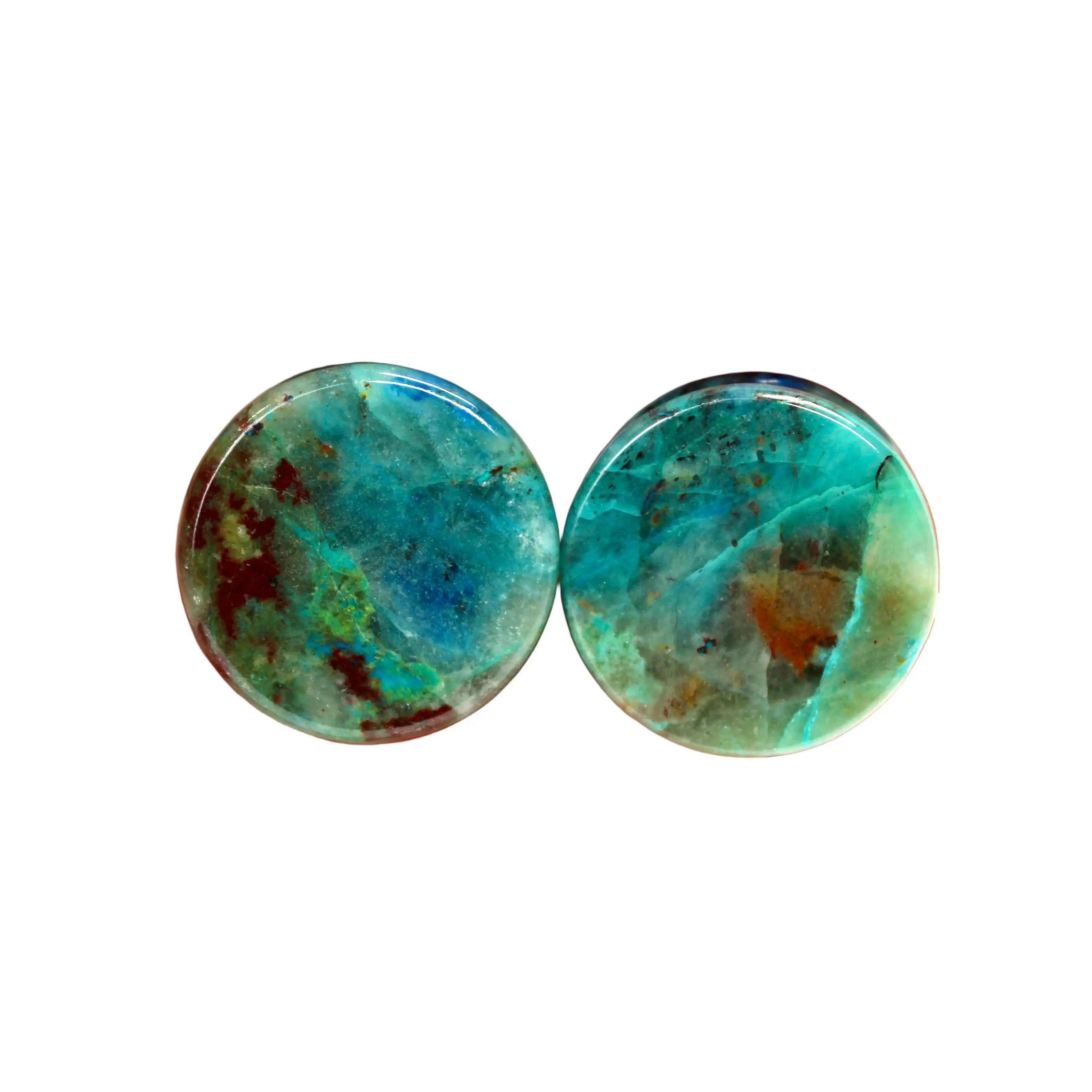 Chrysocolla Rare and Natural Stone Double Flares for Gauged Ears 6mm-30mm